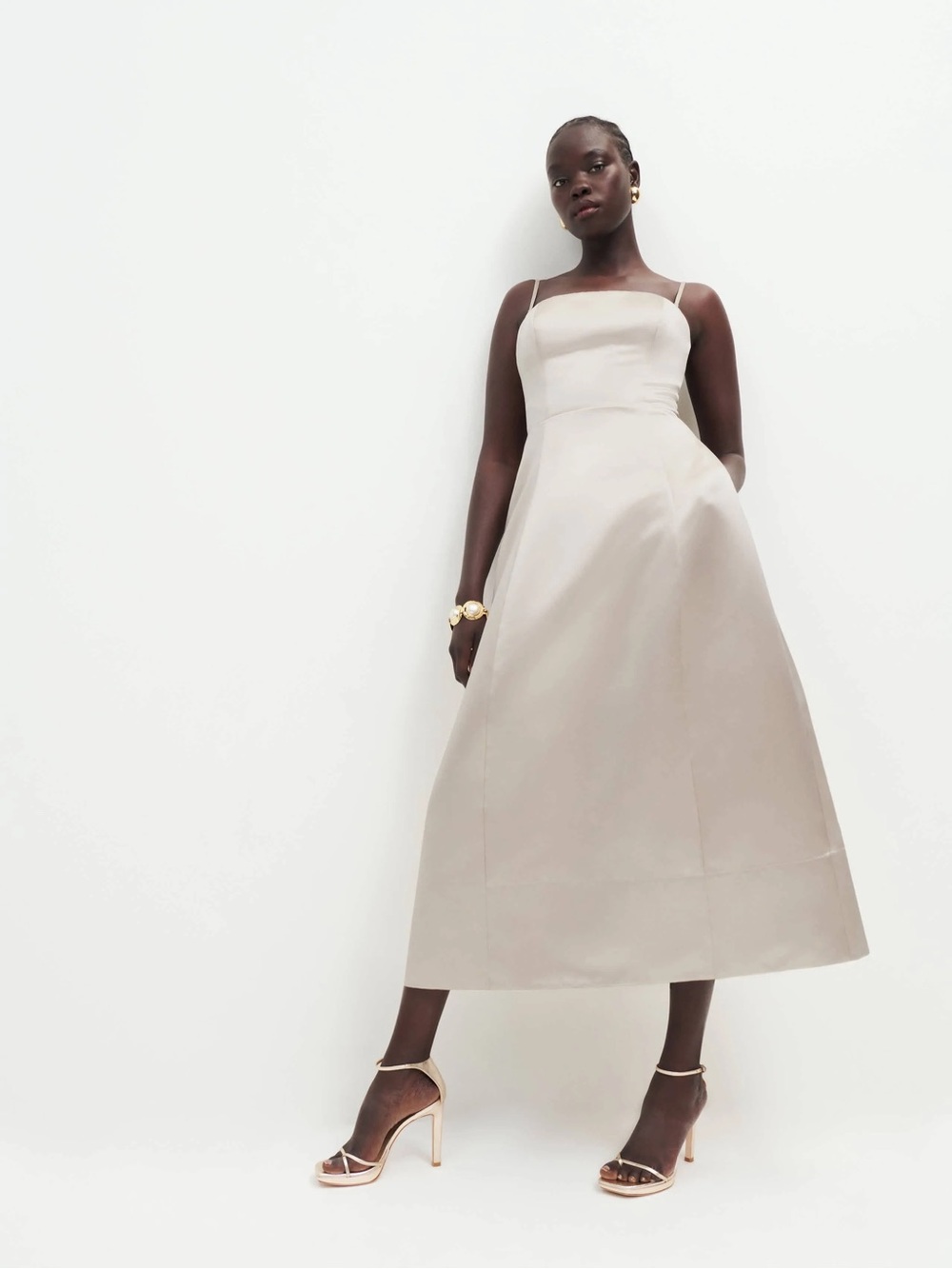 Reformation Kayden Dress In Champagne Size  2